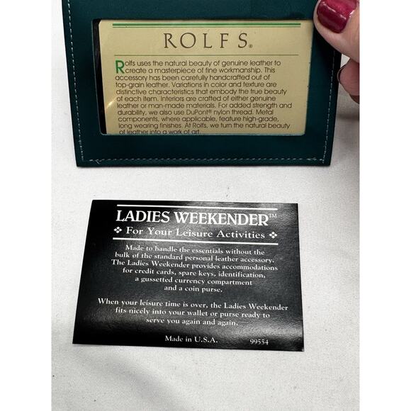 Rolfs Ladies Weekender Wallet Women Green Leather Travel Trip Small Money Credit - Picture 3 of 8